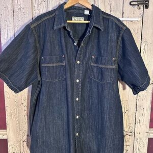 Men's 2XL Denim Casual Button Down Shirt